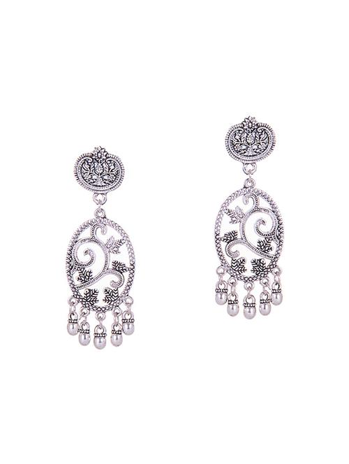 silver metal drop earrings - 14905075 - Standard Image - 1