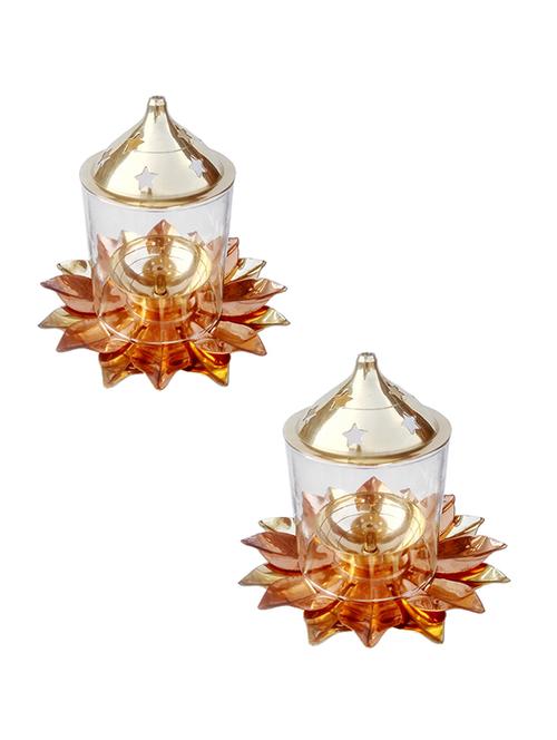 Decorate India Pure Brass and copper Kamal Medium Akhand diya 5.5 inch set - 14905106 - Standard Image - 1