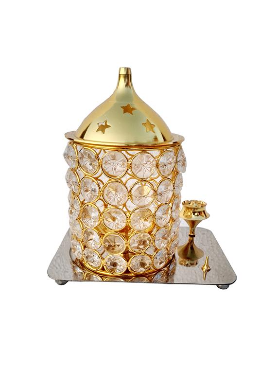 Decorate India Brass Crystal 3D Kit Akhand diya 6.2 inch - 14905108 - Zoom Image - 1