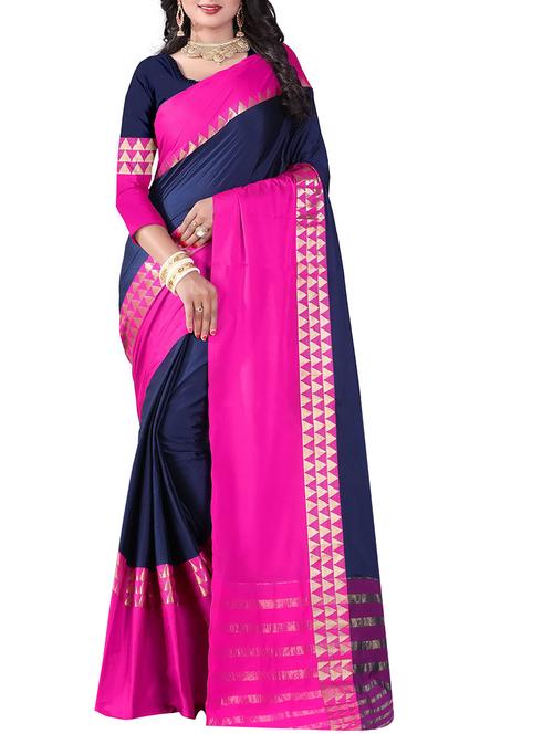 blue cotton silk woven saree with blouse - 14905284 - Standard Image - 1