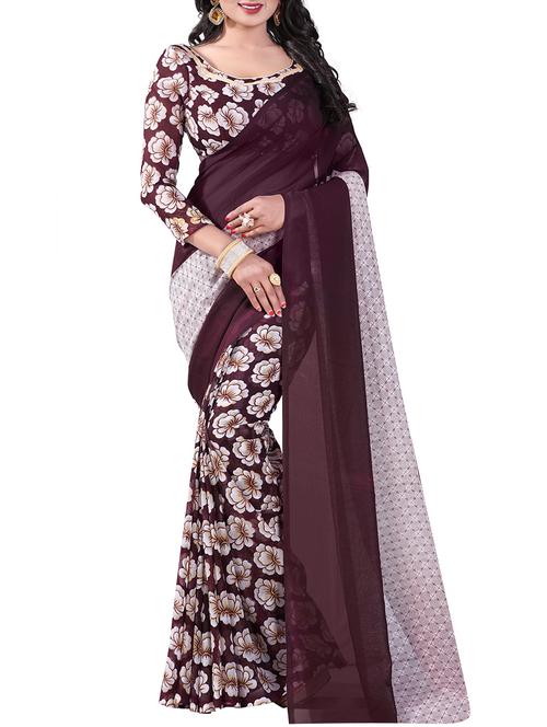 purple georgette half & half saree with blouse - 14905559 - Standard Image - 1