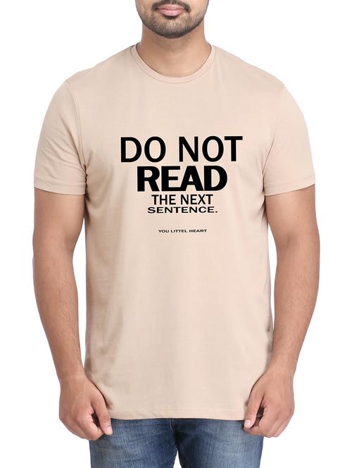 beige cotton chest print tshirt - 14905565 - Standard Image - 1
