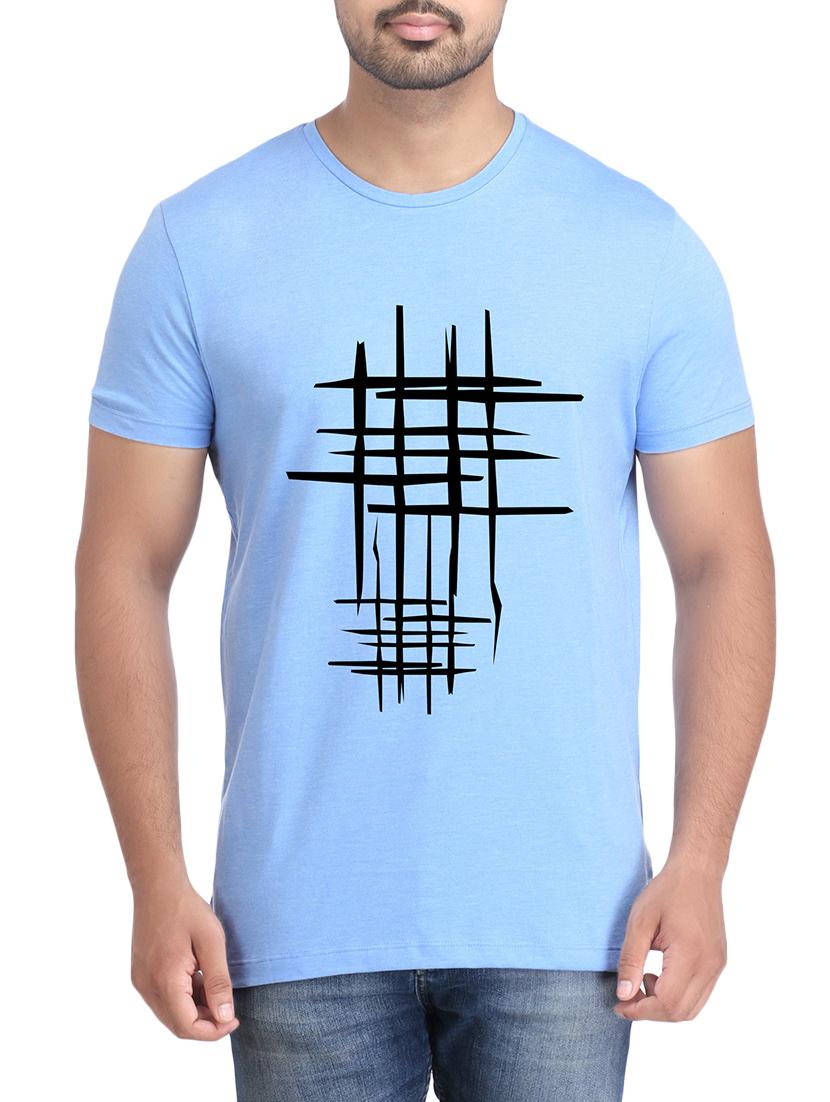 turquoise cotton chest print tshirt - 14905573 - Zoom Image - 1