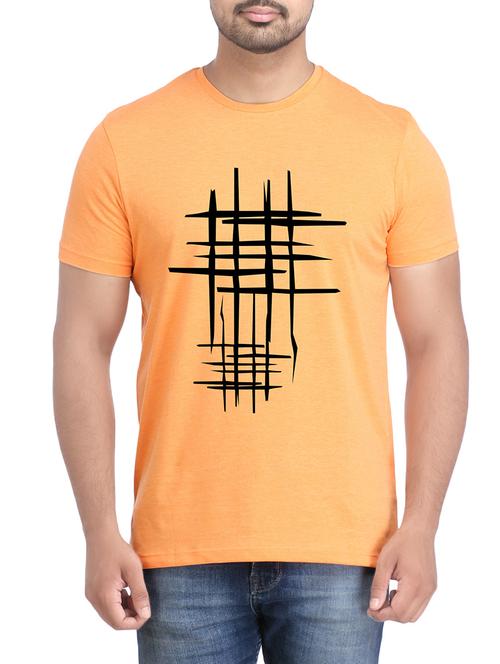 orange cotton chest print tshirt - 14905576 - Standard Image - 1