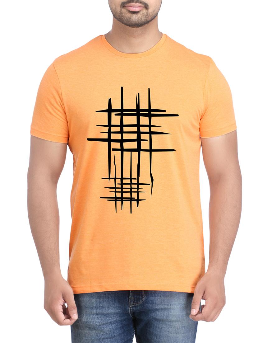 orange cotton chest print tshirt - 14905576 - Zoom Image - 1