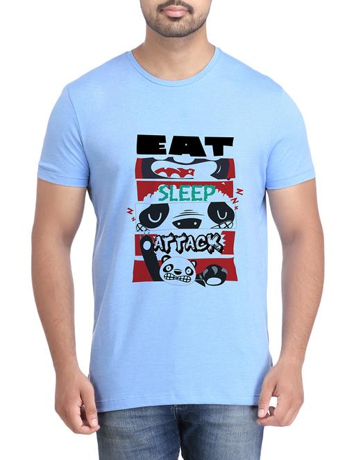 turquoise cotton chest print tshirt - 14905580 - Standard Image - 1