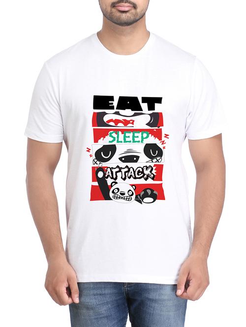 white cotton chest print tshirt - 14905585 - Standard Image - 1