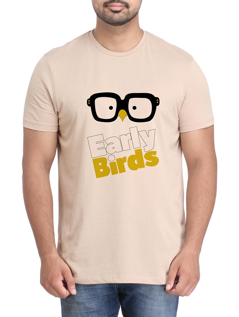 beige cotton chest print tshirt - 14905586 - Zoom Image - 1