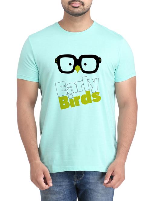 turquoise cotton chest print tshirt - 14905588 - Standard Image - 1