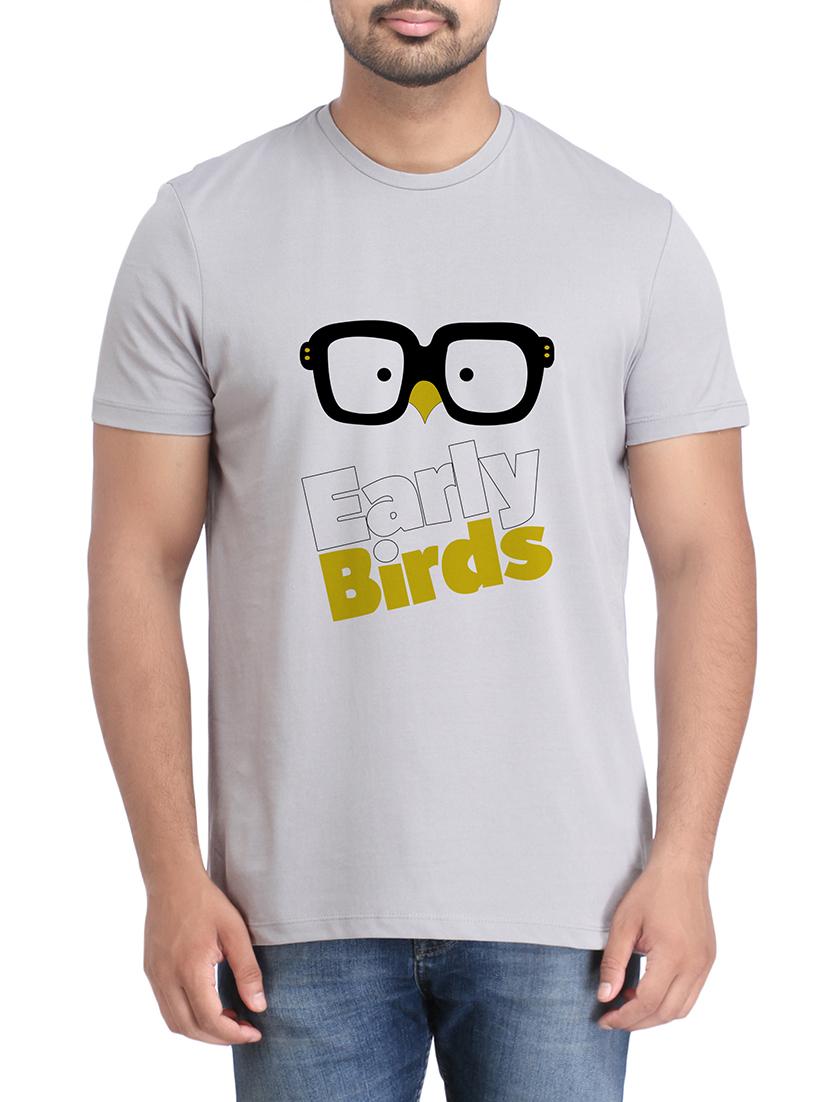 grey cotton chest print tshirt - 14905589 - Zoom Image - 1