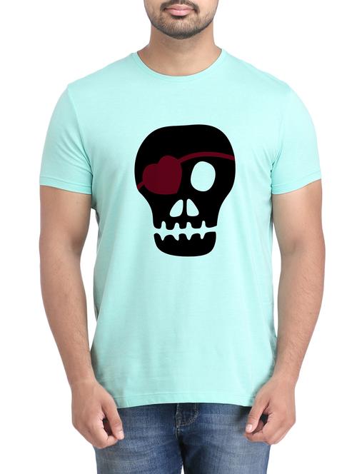 turquoise cotton chest print tshirt - 14905595 - Very Small Image - 1