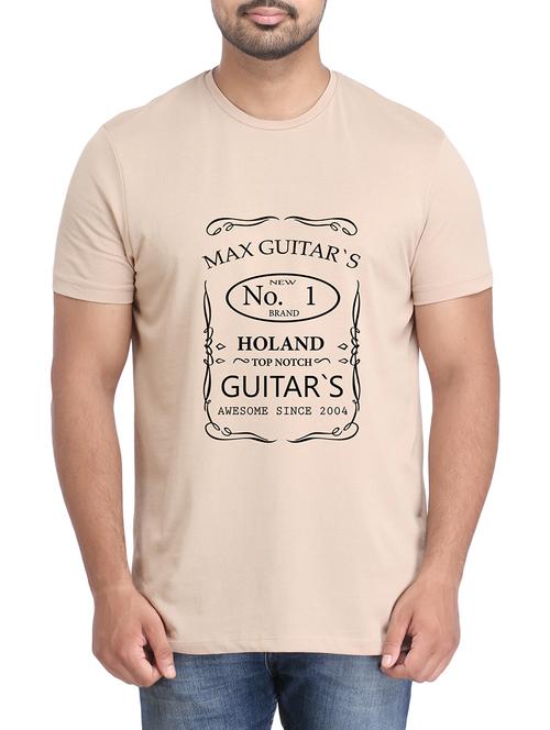 beige cotton chest print tshirt - 14905607 - Standard Image - 1