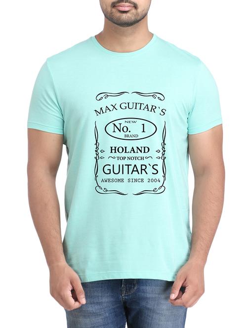 turquoise cotton chest print tshirt - 14905609 - Very Small Image - 1