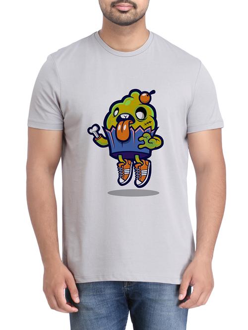 grey cotton chest print tshirt - 14905617 - Standard Image - 1