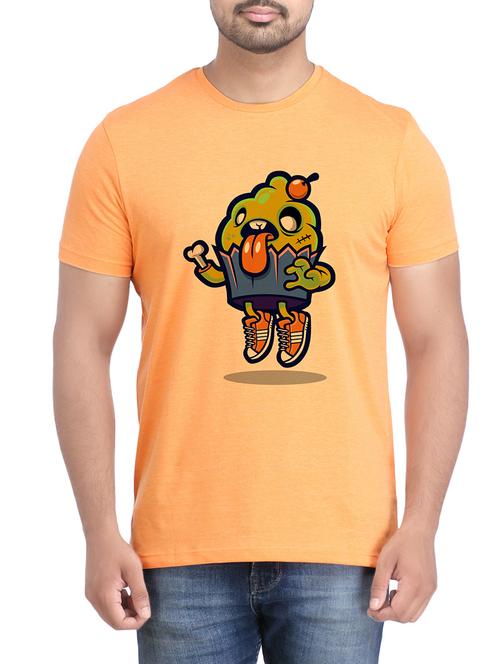 orange cotton chest print tshirt - 14905618 - Standard Image - 1