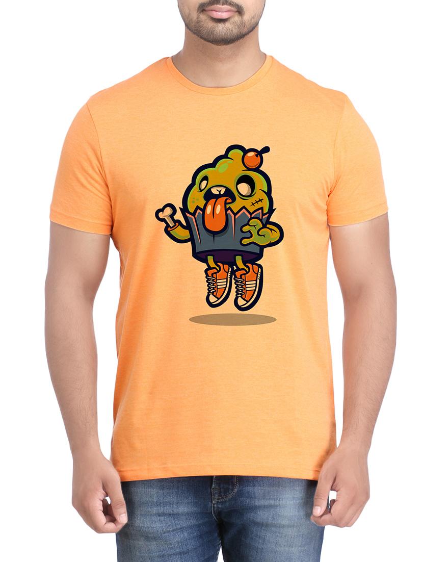orange cotton chest print tshirt - 14905618 - Zoom Image - 1