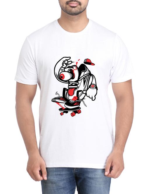 white cotton chest print tshirt - 14905627 - Standard Image - 1