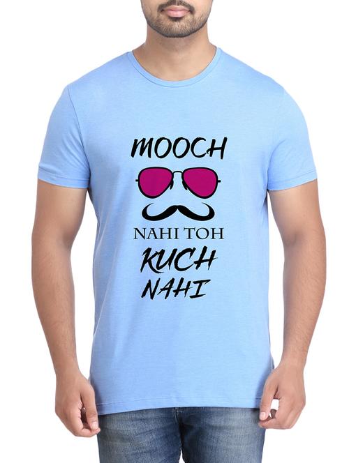 blue cotton chest print t-shirt - 14905629 - Standard Image - 1
