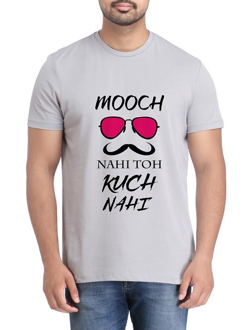 grey cotton front print t-shirt - 14905631 - Standard Image - 1
