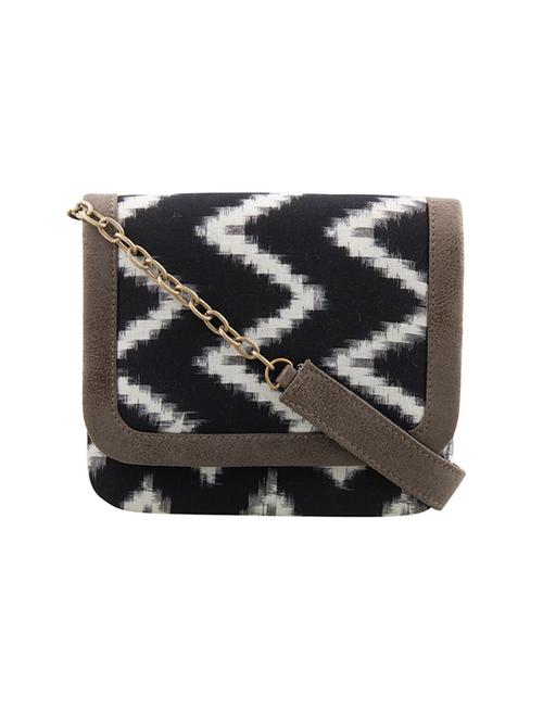 black cotton regular sling bag - 14905648 - Standard Image - 1