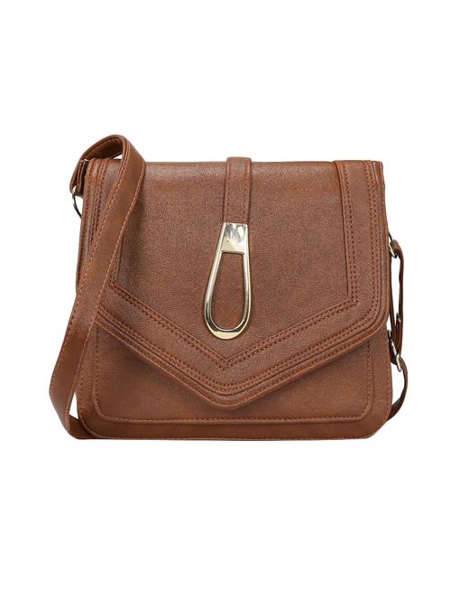 brown leatherette regular sling bag - 14905666 - Standard Image - 1