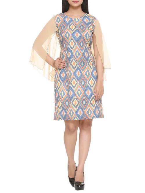 blue printed sheath dress - 14905674 - Standard Image - 1