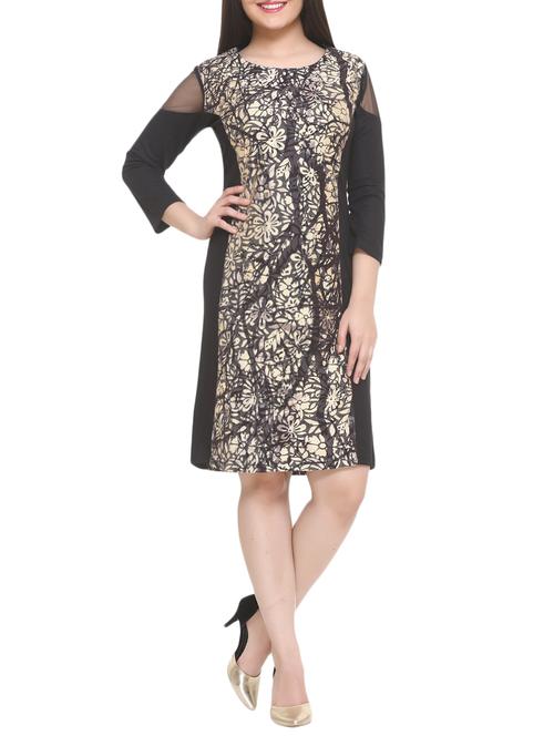black printed a-line dress - 14905675 - Standard Image - 1