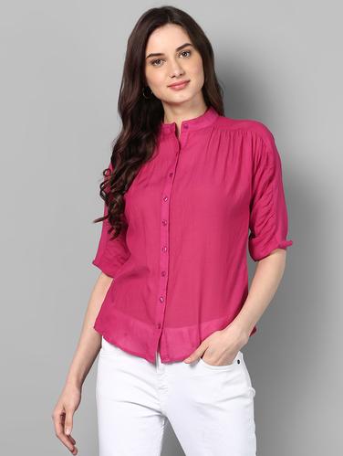button down gathered detail top - 14905837 - Very Small Image - 1