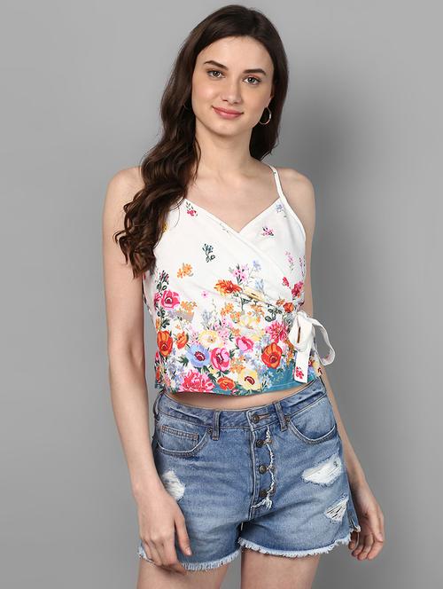 floral wrap cami crop top - 14905854 - Standard Image - 1