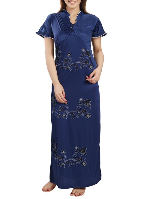 navy blue satin gown - 14905855 - Very Small Image - 1