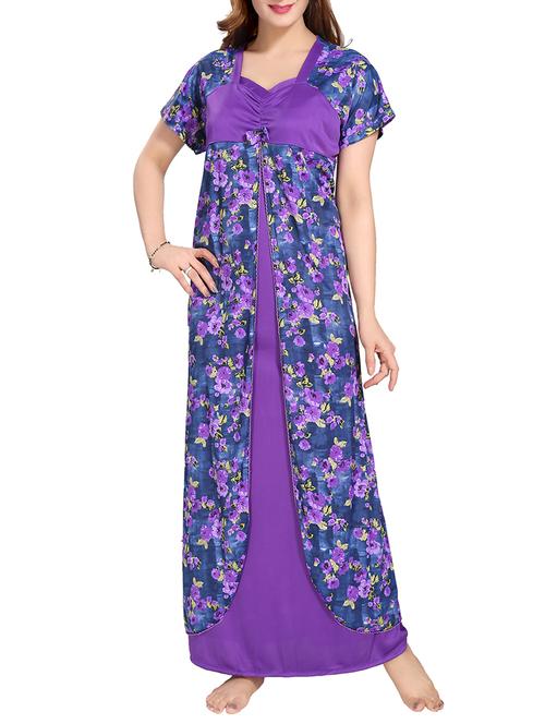 purple satin nightwear gown - 14905861 - Standard Image - 1