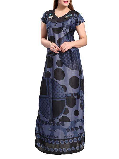 grey satin maternity wear gown - 14905862 - Very Small Image - 1