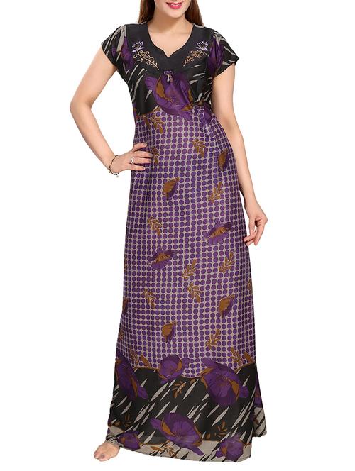purple satin maternity wear gown - 14905866 - Very Small Image - 1
