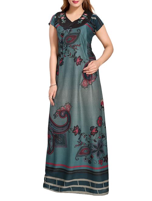 green satin maternity wear gown - 14905875 - Very Small Image - 1