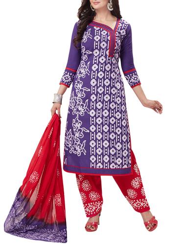blue cotton churidaar suits unstitched suit - 14906873 - Very Small Image - 1