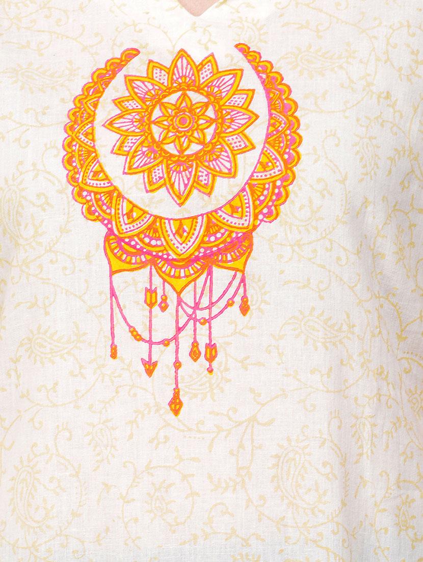 white cotton straight kurta - 14906909 - Zoom Image - 4