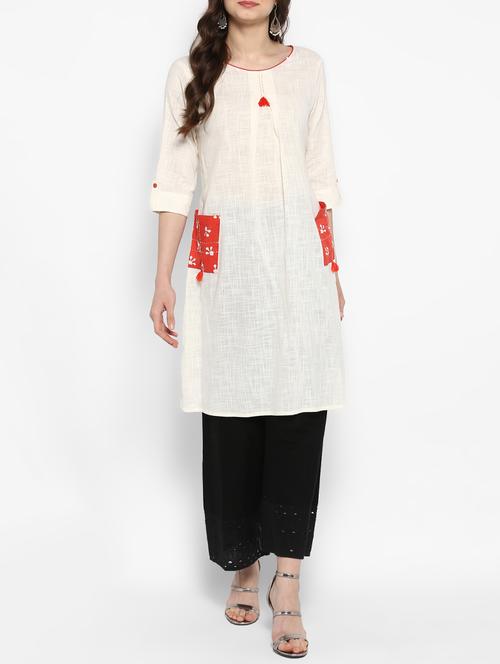 A-line kurta with patch pocket - 14906933 - Standard Image - 1