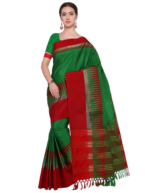green bordered saree with blouse - 14906979 - Standard Image - 1