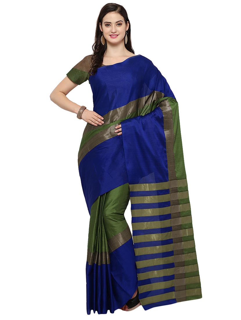 blue woven saree with blouse - 14907011 - Zoom Image - 1