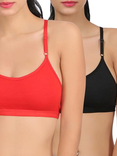 Set of 2 solid multicolored cotton sports bras - 14907029 - Very Small Image - 1