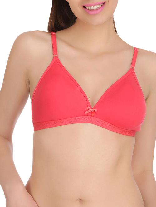 pink cotton plunge bra - 14907045 - Standard Image - 1