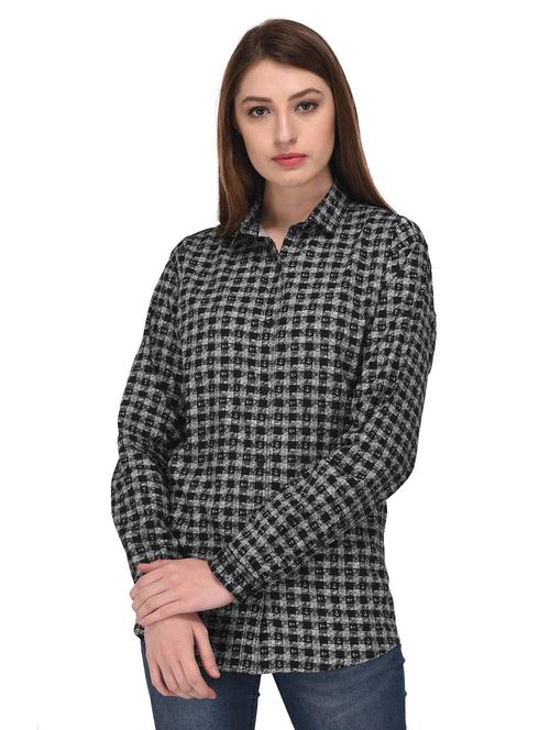black cotton checkered shirt - 14907176 - Very Small Image - 1