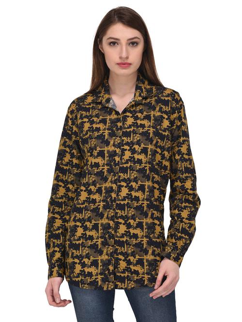 brown printed cotton shirt - 14907179 - Standard Image - 1