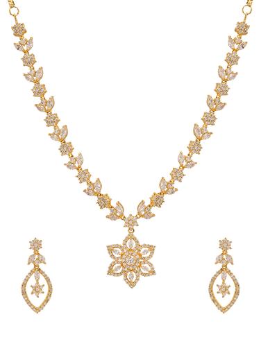 gold brass necklace & earrings - 14907375 - Very Small Image - 1