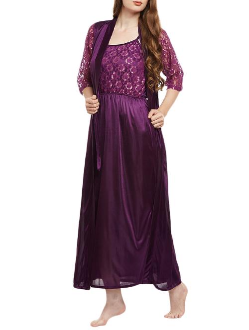 solid purple nightwear set - 14907422 - Standard Image - 1