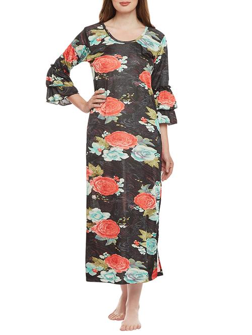 multi colored satin nightwear gown - 14907423 - Standard Image - 1