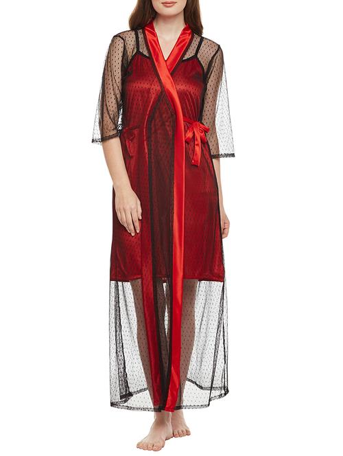 red satin nighty with robe - 14907426 - Standard Image - 1