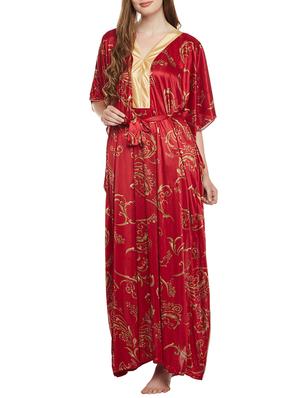 red printed satin kimono - 14907433 - Standard Image - 1