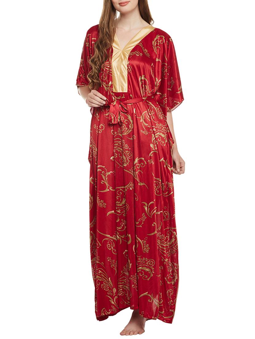 red printed satin kimono - 14907433 - Zoom Image - 1