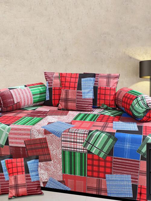Set of 8 Cotton Diwan Set - 14907451 - Very Small Image - 1